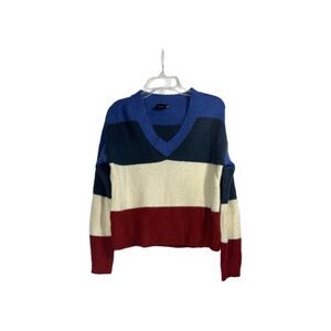 Cliche’ Wool Blend Colorblock V Neck Sweater Size XL